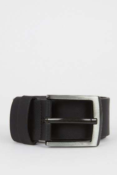 Men's Rectangle Buckle Faux Leather Belt