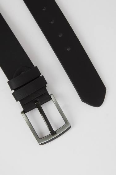 حزام رجالي جلد صناعي بمشبك مستطيل