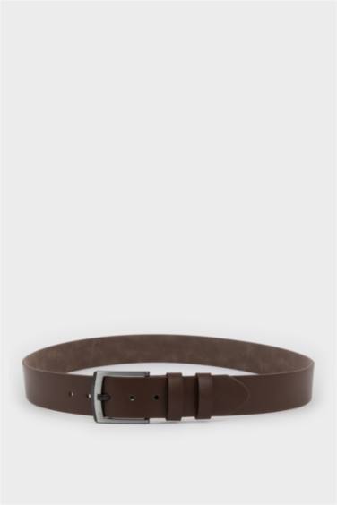 Erkek Dikdörtgen Toka Suni Deri Jean Kemeri