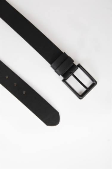 حزام رجالي جلد صناعي بمشبك مستطيل