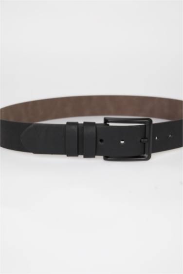 حزام رجالي جلد صناعي بمشبك مستطيل