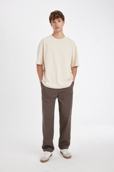 تيشيرت نص ردن محبوك اوفر سايز بياخة مستديرة