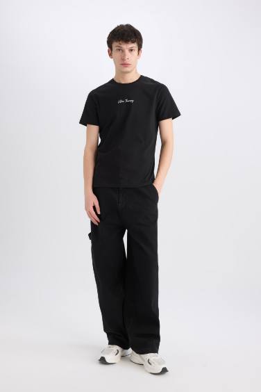 Slim Fit Crew Neck Printed Short Sleeve T-Shirt