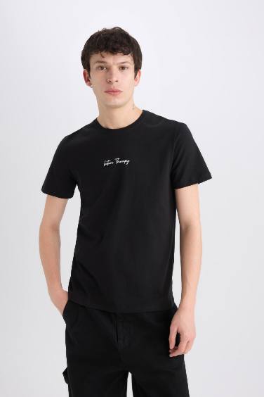 Slim Fit Crew Neck Printed Short Sleeve T-Shirt