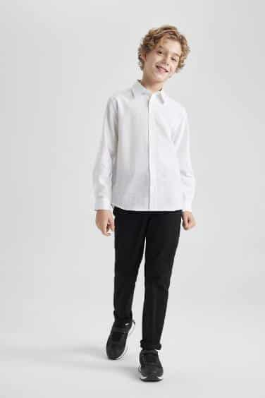 Boy Regular Fit Black Straight Leg Gabardine Trousers