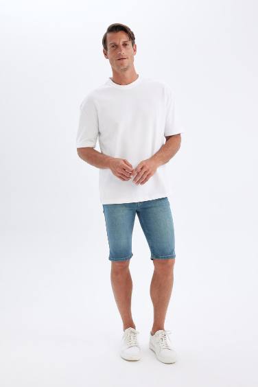 Skinny Fit Denim Shorts