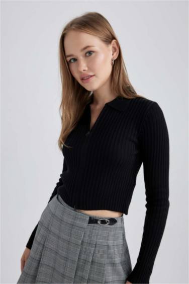 Regular Fit Polo Collar Knitwear Cardigan