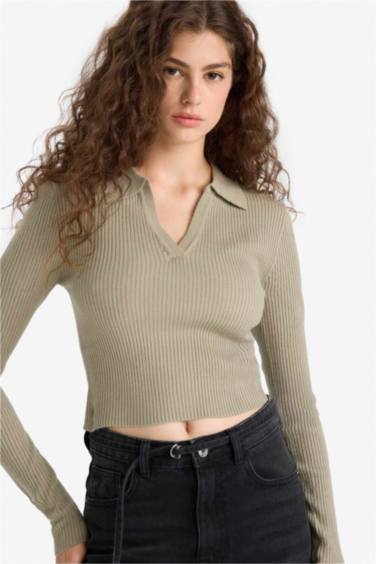 Slim Fit Polo Neck Knit Pullover