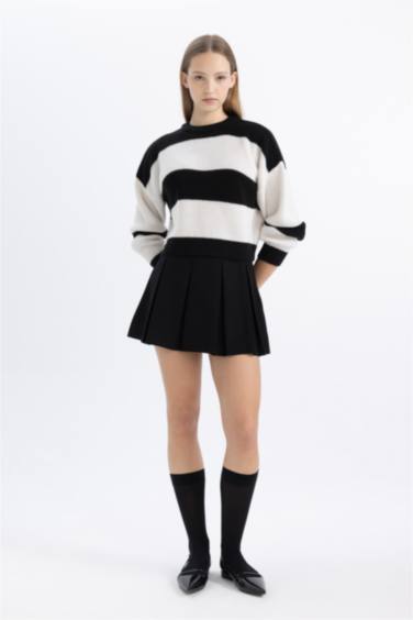 Oversize Fit Striped Crew Neck Pullover
