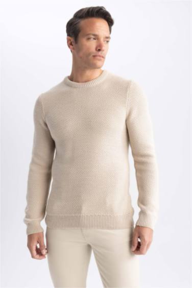 Пуловер стандартного кроя с круглым вырезом из трикотажа для мужчин