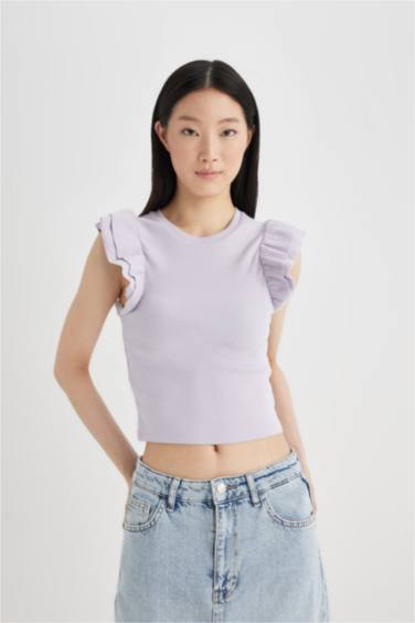 Slim Fit Crew Neck Camisole Short Sleeve T-Shirt