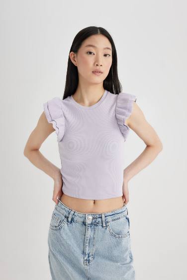 Slim Fit Crew Neck Camisole Short Sleeve T-Shirt