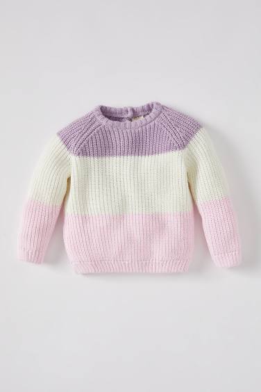 Pull à Col rond et coupe régulière à Blocs de Couleur pour BéBé Fille