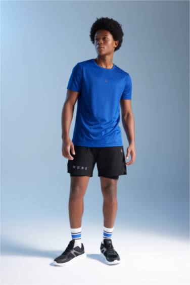 DeFactoFit Slim Fit Crew Neck Printed Sports T-Shirt