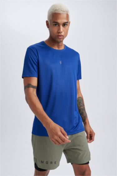 DeFactoFit Slim Fit Crew Neck Printed Sports T-Shirt