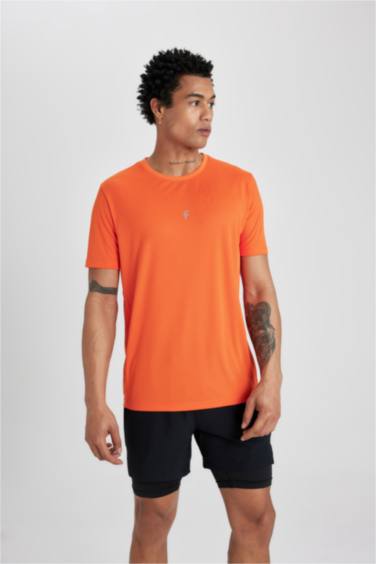 DeFactoFit Slim Fit Crew Neck Printed Sports T-Shirt