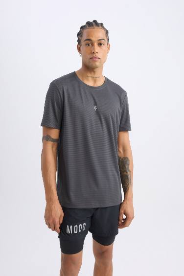 DeFactoFit Slim Fit Crew Neck Printed Sports T-Shirt