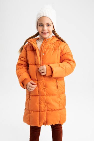 Girl Fleece Lined Hooded Long Puffer Jacket