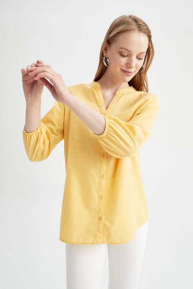 Raditional Regular Fit V Neck Basic Half Sleeve Blouse