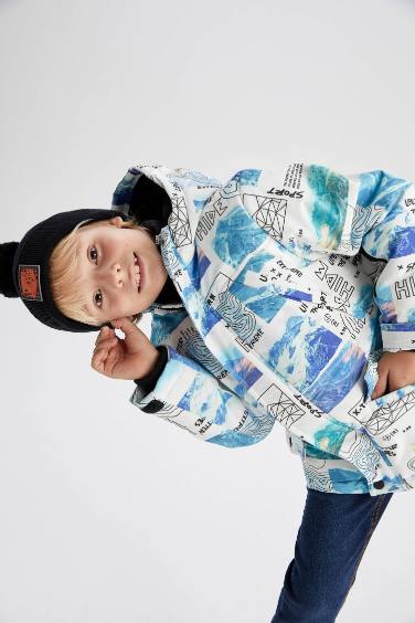 Manteau de ski long à capuche et doublure polaire pour garçons