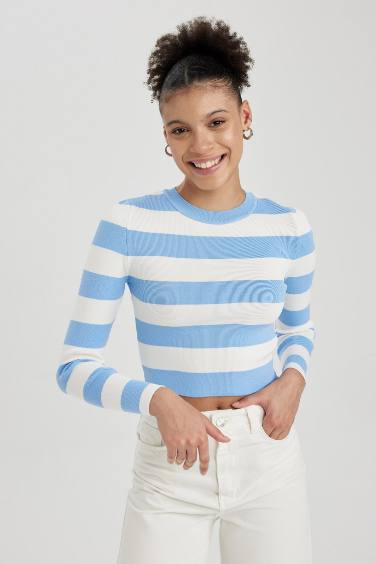 Slim Fit Striped Crew Neck Pullover