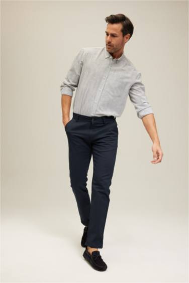 Рубашка стандартного кроя с длинным рукавом из 100% хлопка