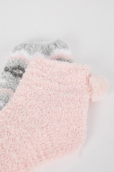 Kadın Ponpon 2'li Ev Çorabı