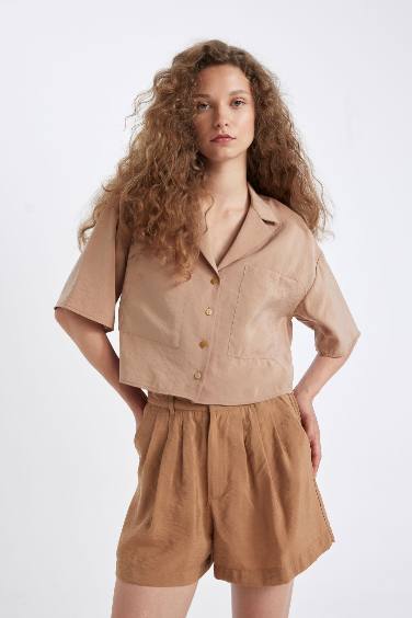 Oversize Fit Pajama Collar Modal Shirt