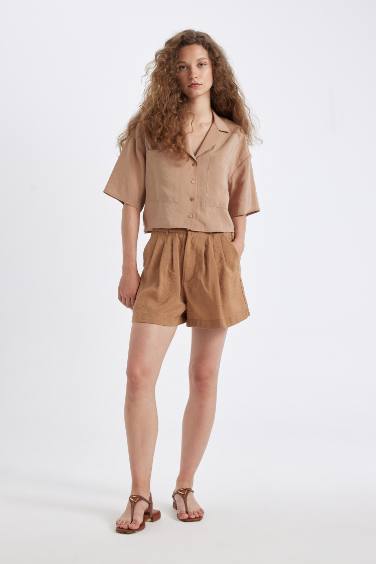 Oversize Fit Pajama Collar Modal Shirt