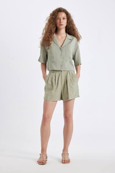 Oversize Fit Pajama Collar Modal Shirt
