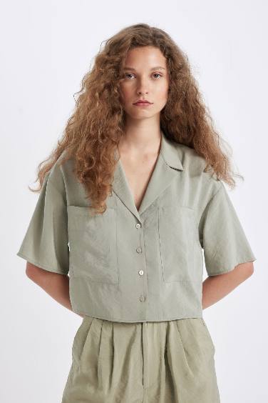 Oversize Fit Pajama Collar Modal Shirt