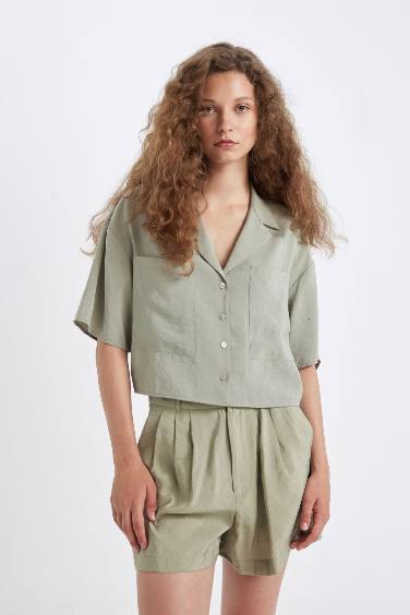 Oversize Fit Pajama Collar Modal Shirt