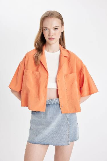 Oversize Fit Pajama Collar Modal Shirt