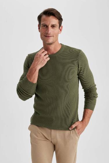 Slim Fit Crew Neck Basic Knitted Pullover