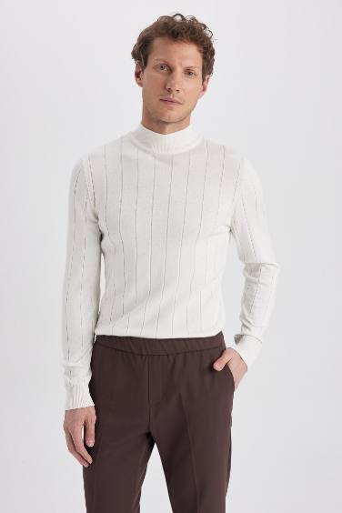 Slim Fit Half Turtleneck Knitted Pullover