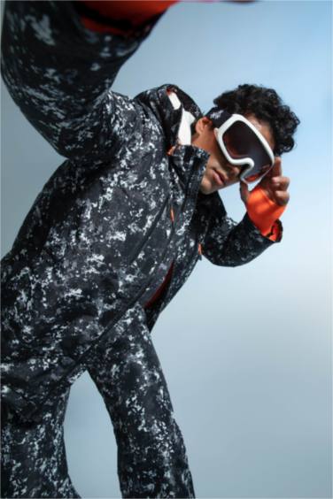 Su Geçirmez Rüzgar Geçirmez DeFactoFit Regular Fit Desenli Kayak Montu