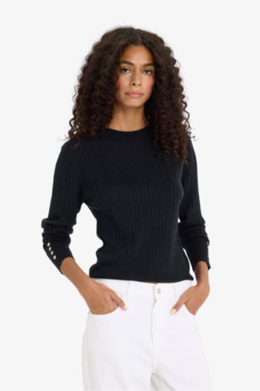 بلوز صوف قصة عادية بياخة مستديرة