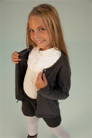 Футболка-поло с длинным рукавом для девочек, Школьная коллекция