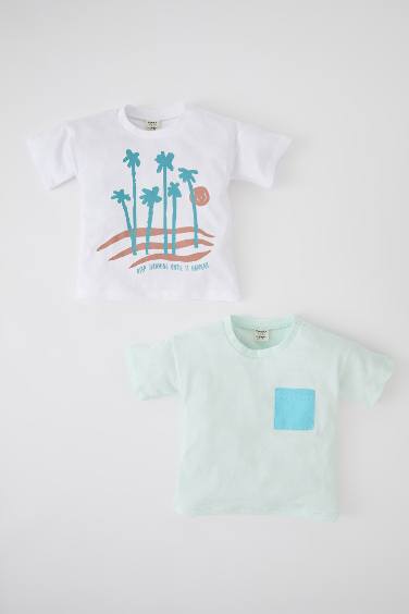 T-shirt à manches courtes Palmier Col Ras Du Cou 2 BéBé Garçon