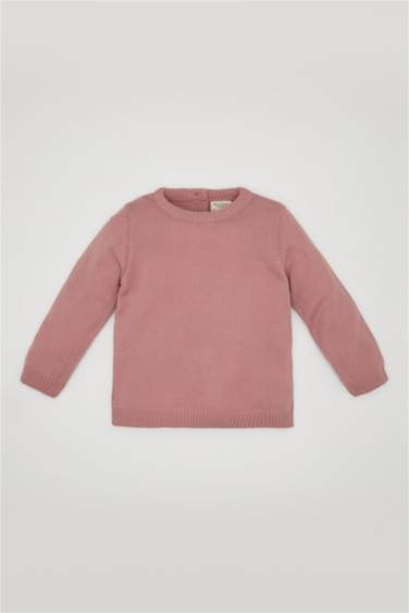Baby Girl Crew Neck Basic Knitted Pullover