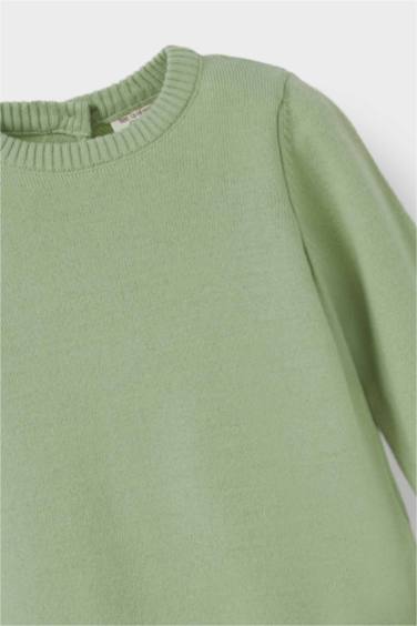 Baby Girl Regular Fit Crew Neck Knit Pullover