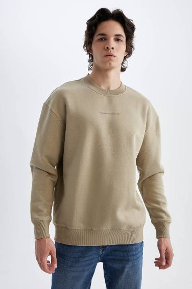 Boxy Fit Crew Neck Printed Sweatshirt