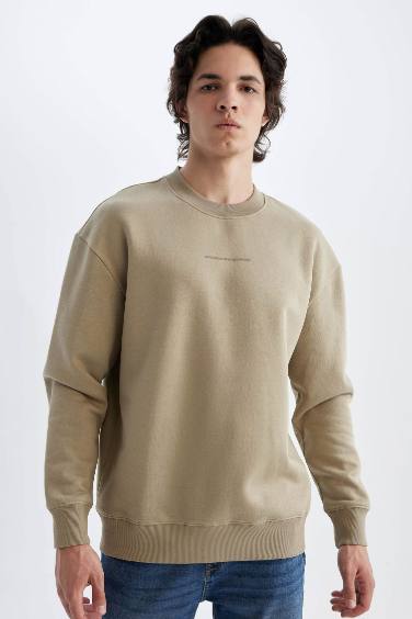 Boxy Fit Crew Neck Printed Sweatshirt