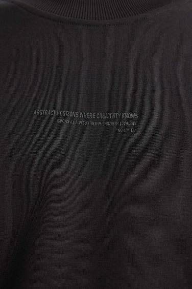 Boxy Fit Bisiklet Yaka İçi Yumuşak Tüylü Baskılı Sweatshirt
