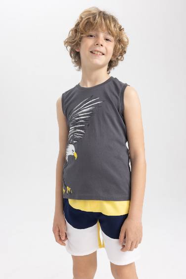 Boy Regular Fit Eagle Printed Cotton Combed Singlet