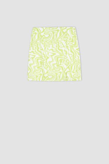 Coool A Cut Patterned Slit Mini Skirt