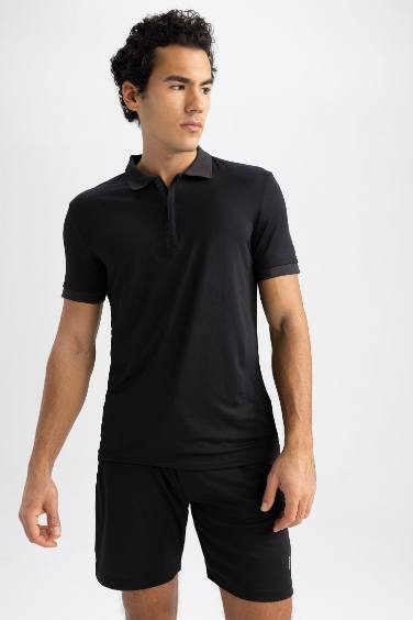 Slim Fit Polo Collar Tulle Polo T-Shirt