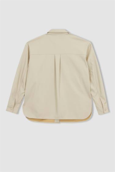 قميص أوفر سايز جلد صناعي