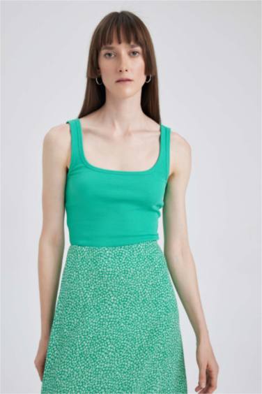 Slim Fit Square Collar Corded Camisole Singlet