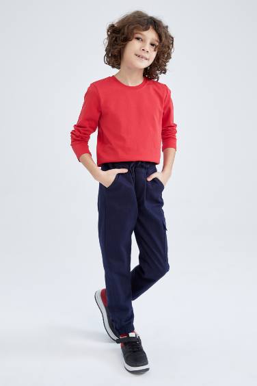 Boy Navy Blue Cargo Jogger School Trousers